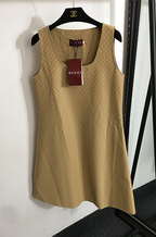 Gucci Camel GG Monogram Sleeveless Shift Dress