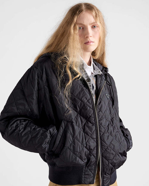 Prada Nero Quilted Re-Nylon Hooded Bomber Jacket