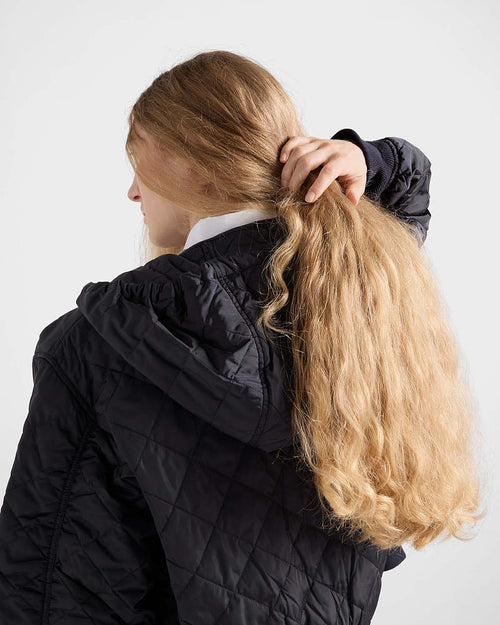 Prada Nero Quilted Re-Nylon Hooded Bomber Jacket