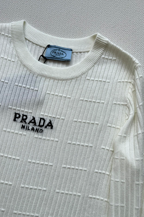 Prada Milano Ribbed Logo Knit Sweater