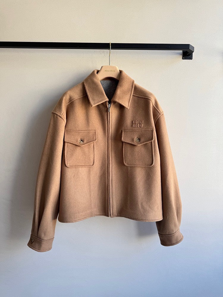 Miu Miu Cropped Wool Utility Jacket – Camel – LUXE LIVING FASHIONS