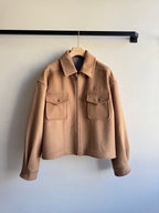Miu Miu Cropped Wool Utility Jacket – Camel