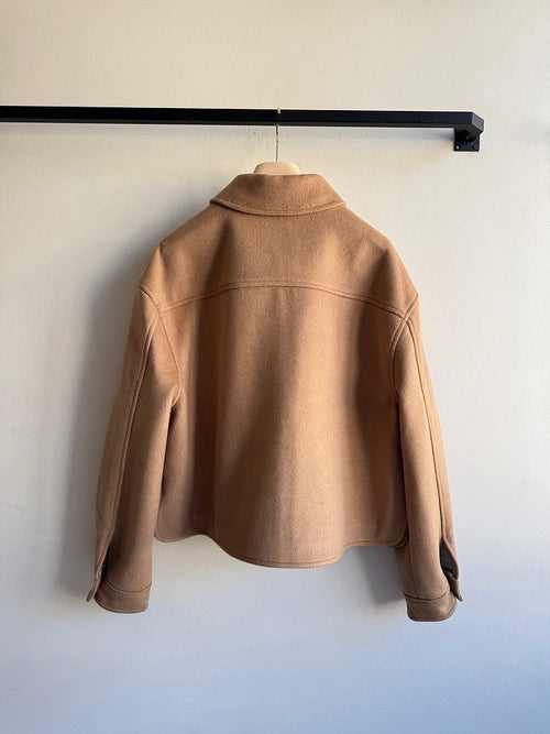 Miu Miu Cropped Wool Utility Jacket – Camel