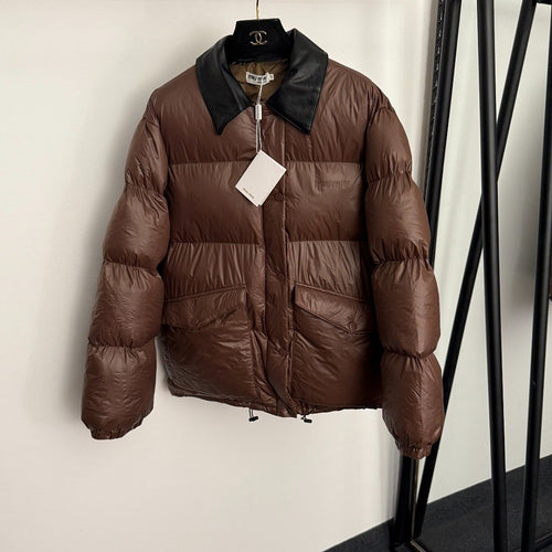 Miu Miu Quilted Puffer Jacket with Contrast Collar