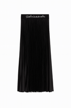 Schiaparelli Noir Satin Pleated Midi Skirt