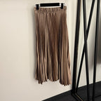 Schiaparelli Bronze Satin Pleated Midi Skirt