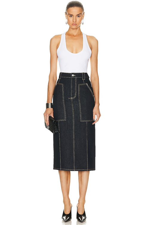 Alexander Wang Structured Utility Denim Midi Skirt