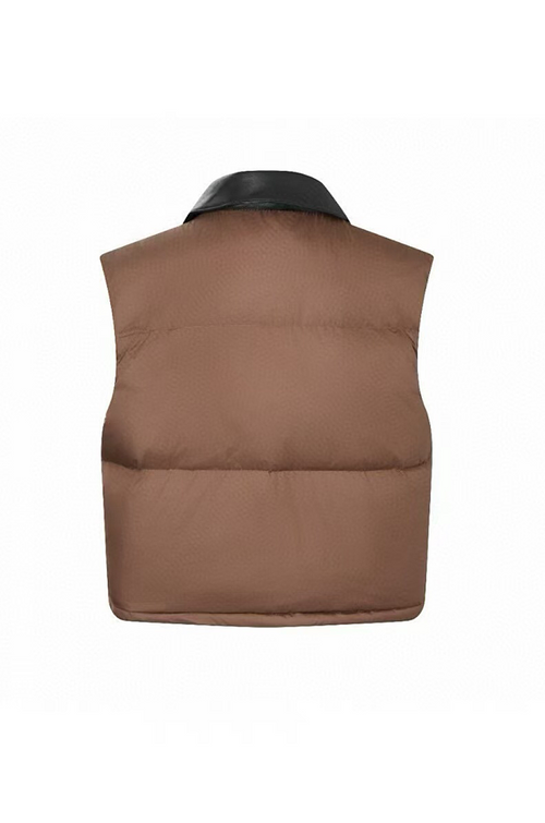 Miu Miu Puffer Vest with Leather Collar