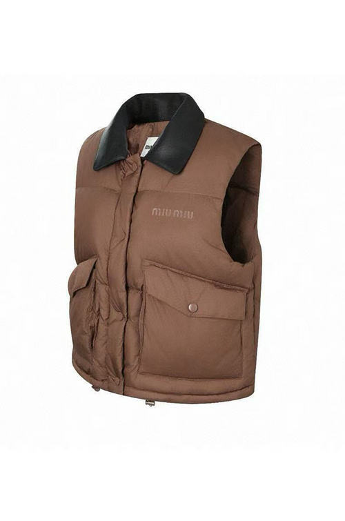 Miu Miu Puffer Vest with Leather Collar