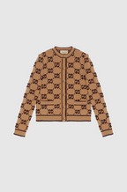Gucci GG Monogram Knit Cardigan in Camel