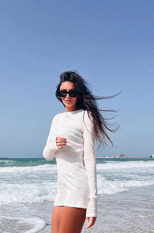 Miu Miu Sheer Signature Logo Long Sleeve Top / Mini Dress