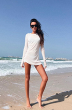 Miu Miu Sheer Signature Logo Long Sleeve Top / Mini Dress