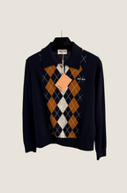 Miu Miu Argyle Knit Polo Sweater