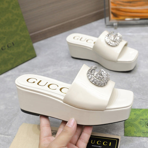 GG Monogram Wedge Sandals