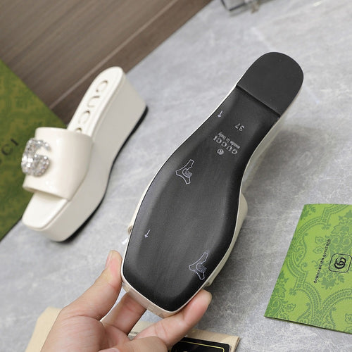 GG Monogram Wedge Sandals