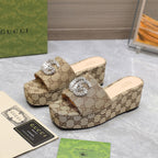 GG Monogram Wedge Sandals