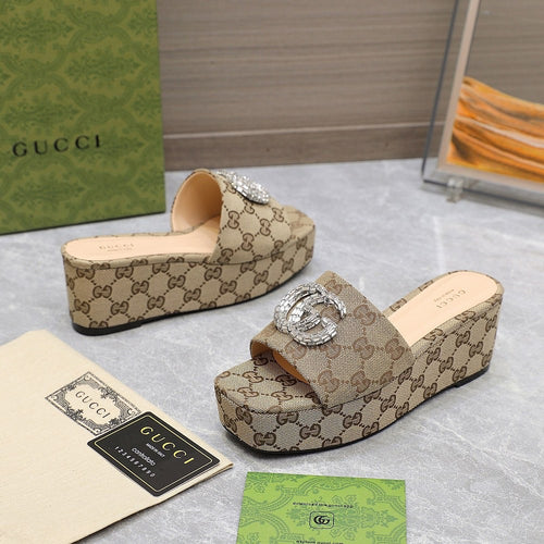 GG Monogram Wedge Sandals
