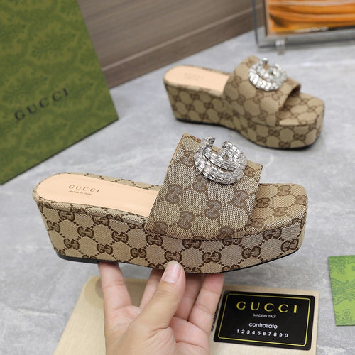 GG Monogram Wedge Sandals