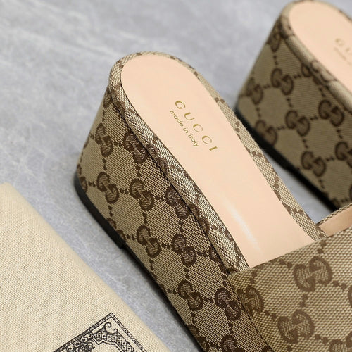 GG Monogram Wedge Sandals