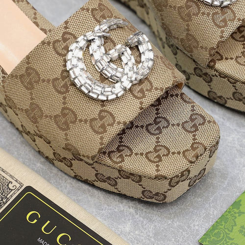 GG Monogram Wedge Sandals