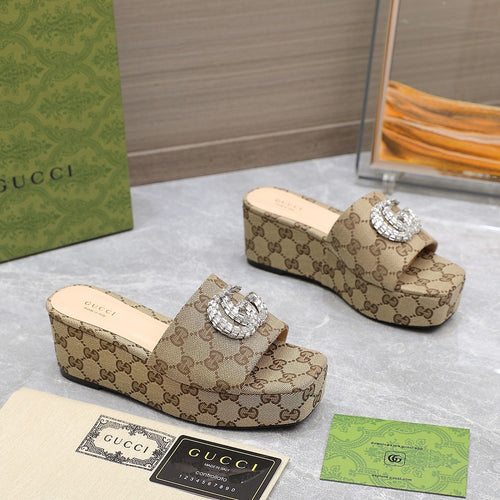 GG Monogram Wedge Sandals