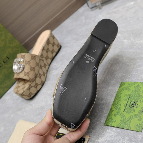 GG Monogram Wedge Sandals