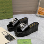 GG Monogram Wedge Sandals