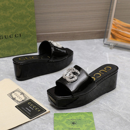 GG Monogram Wedge Sandals