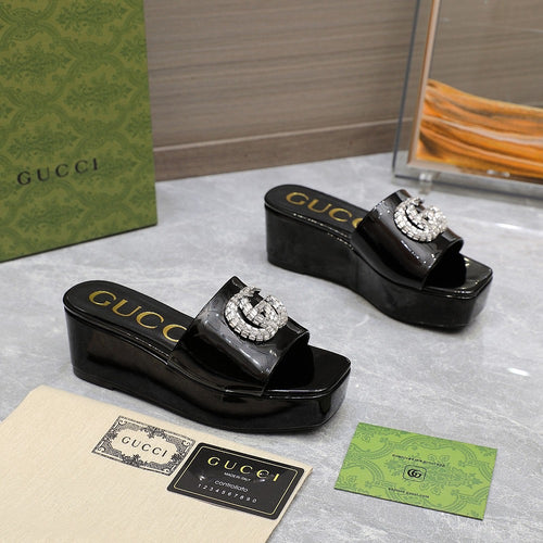 GG Monogram Wedge Sandals
