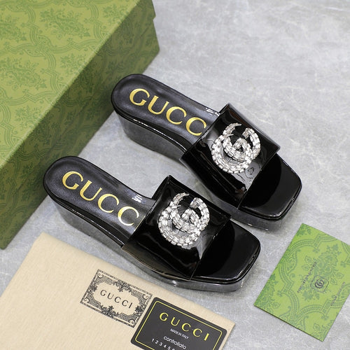 GG Monogram Wedge Sandals