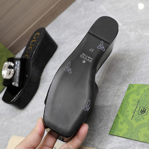 GG Monogram Wedge Sandals