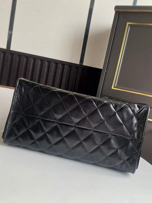 Chanel Quilted Calfskin Large Drawstring Tote with Chain Detail