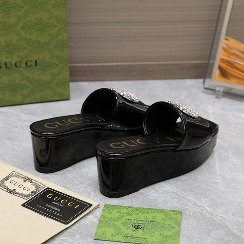 GG Monogram Wedge Sandals