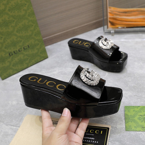 GG Monogram Wedge Sandals