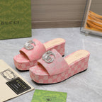 GG Monogram Wedge Sandals