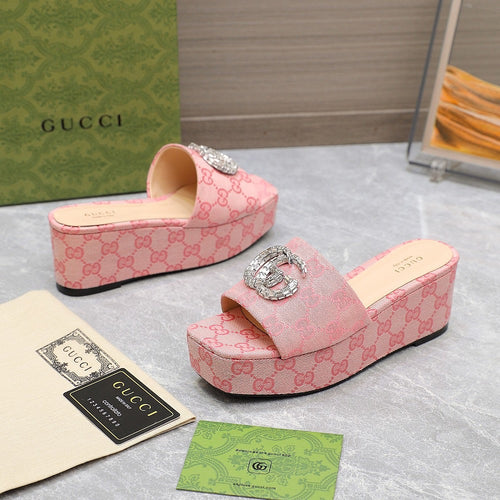 GG Monogram Wedge Sandals