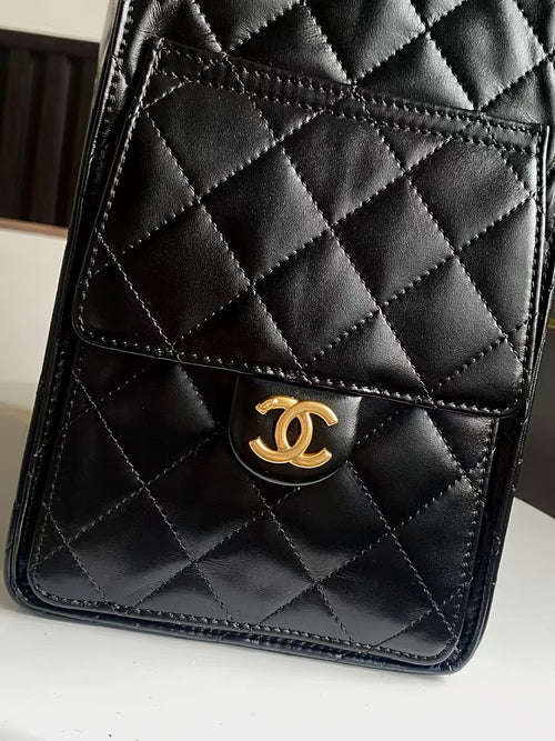 Chanel Quilted Calfskin Large Drawstring Tote with Chain Detail