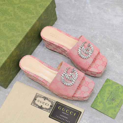 GG Monogram Wedge Sandals