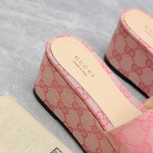 GG Monogram Wedge Sandals