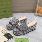 GG Monogram Wedge Sandals