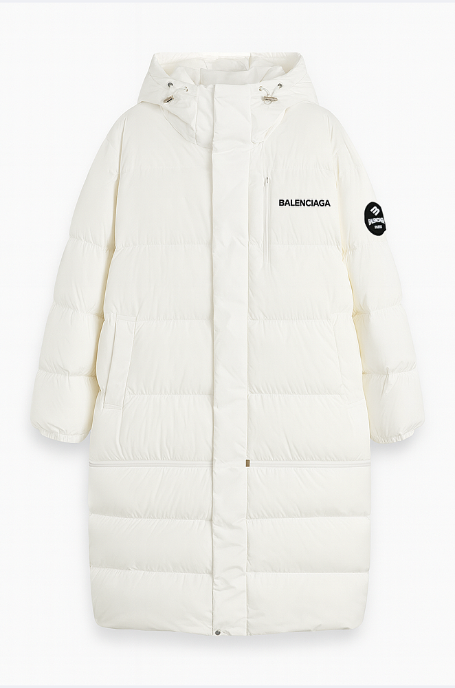 Balenciaga Oversized Logo Down Puffer Coat – Winter White – LUXE Balenciaga Oversized Logo Down Puffer Coat – Winter White – LUXE