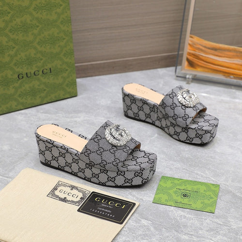 GG Monogram Wedge Sandals