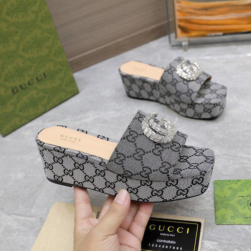 GG Monogram Wedge Sandals