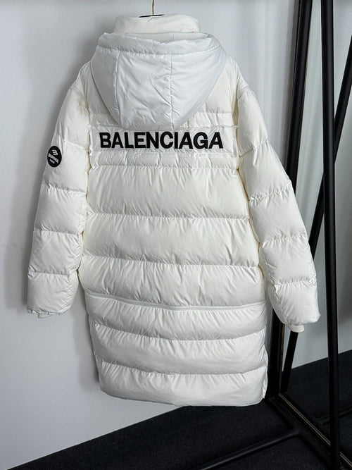 Balenciaga Oversized Logo Down Puffer Coat – Winter White