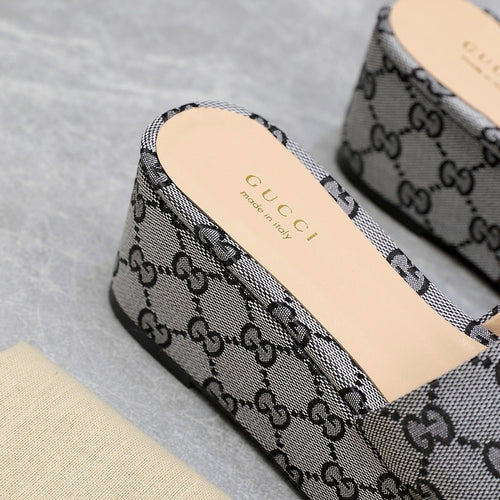 GG Monogram Wedge Sandals