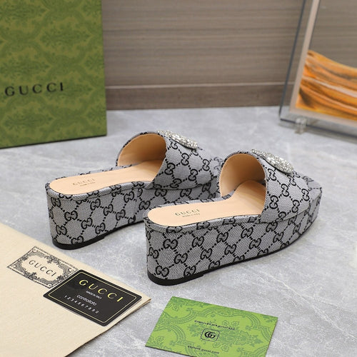 GG Monogram Wedge Sandals