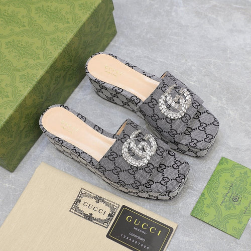 GG Monogram Wedge Sandals