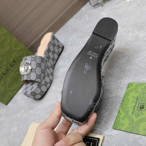 GG Monogram Wedge Sandals