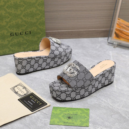 GG Monogram Wedge Sandals