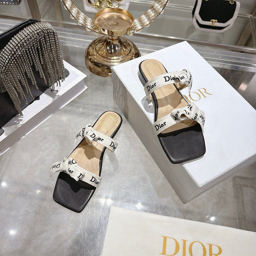 Dior Ribbon Slide Sandals